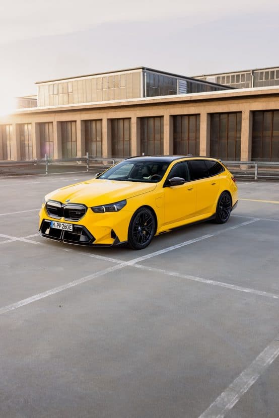 BMW M5 Wagon Speed Yellow Poses With M Performance Parts