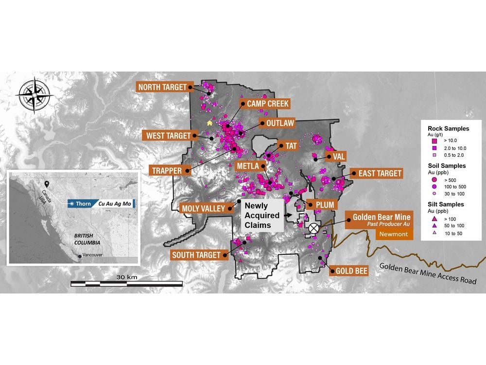 Brixton Metals Acquires Infill Claims to its Thorn Project Near the Past Producing Golden Bear Mine