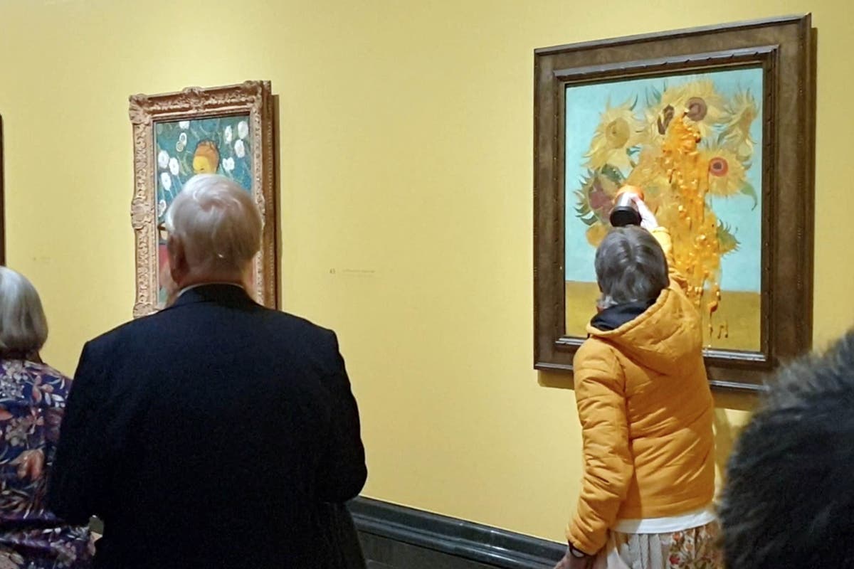 Eco-activists pour soup over Van Gogh paintings again hours after others jailed