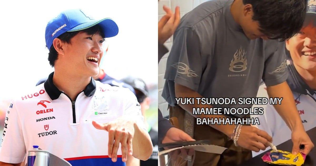 F1 fan who got Charles Leclerc's autograph on chips bag now gets Yuki Tsunoda to sign Mamee noodle snack 