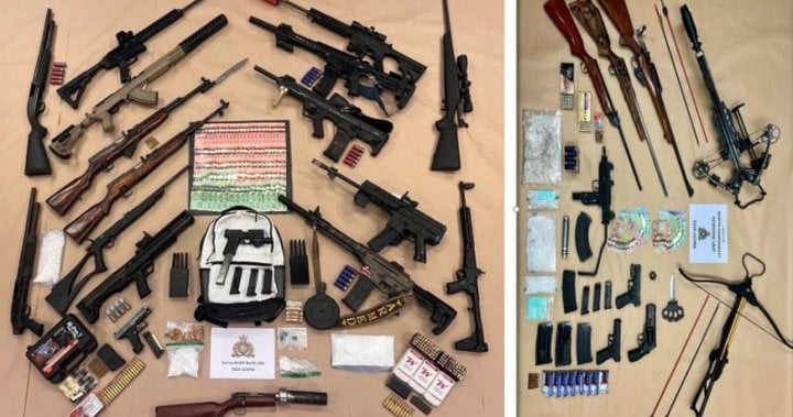 Huge cache of guns, drugs, explosives seized in pair of Surrey raids