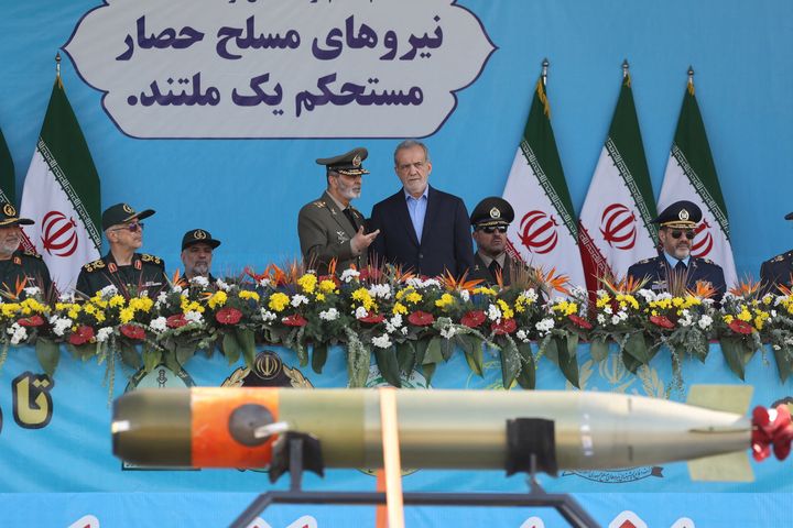 Iran unveils new long-range drone at Tehran military parade and claims it can hit targets 4,000km away