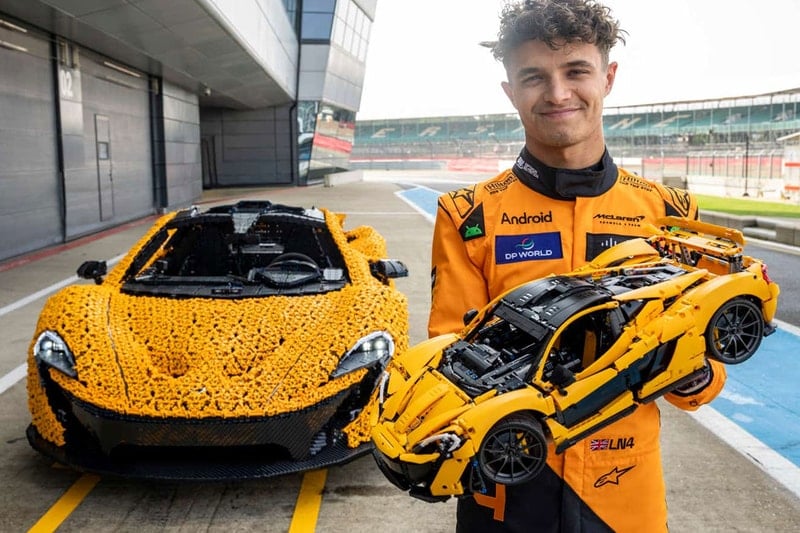 Lando Norris Takes on Silverstone in a Life-Size LEGO McLaren P1