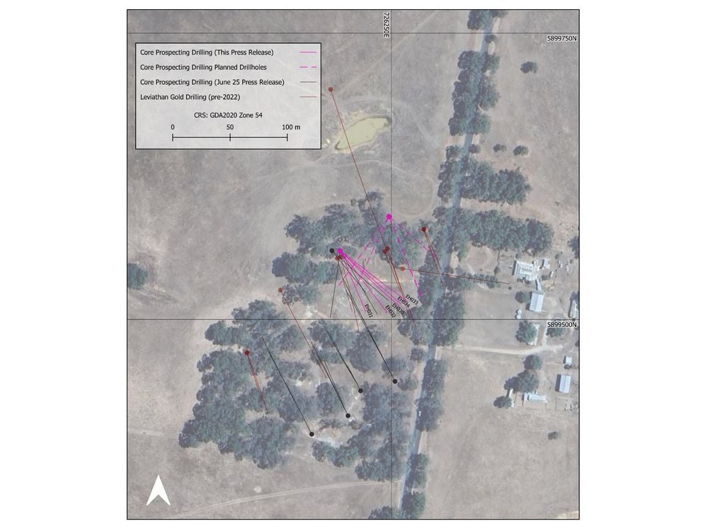 Leviathan Gold, via Core Prospecting Pty Ltd. Receives Results, from Phase 2 Diamond Drilling at the Excelsior Prospect