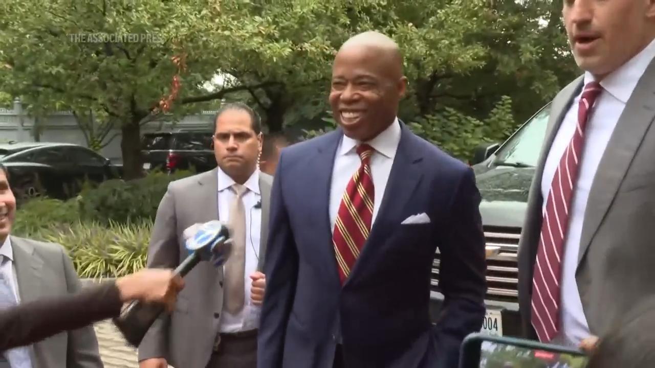 New York City Mayor Eric Adams arrives at court in illegal-contributions case