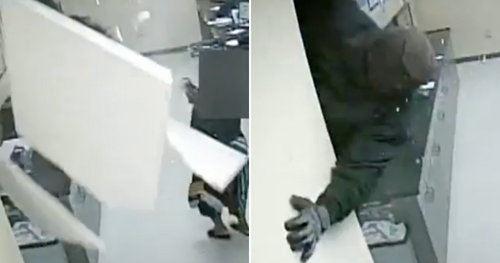 Robbers make off with US$150,000 after dropping through ceiling, video shows