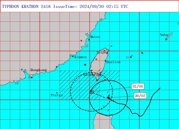 Taiwan issues land warning for Typhoon Krathon