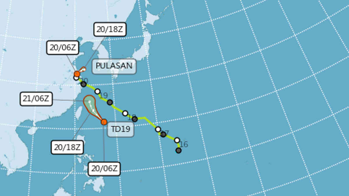 Tropical Depression approaching Taiwan: significant rainfall expected over weekend