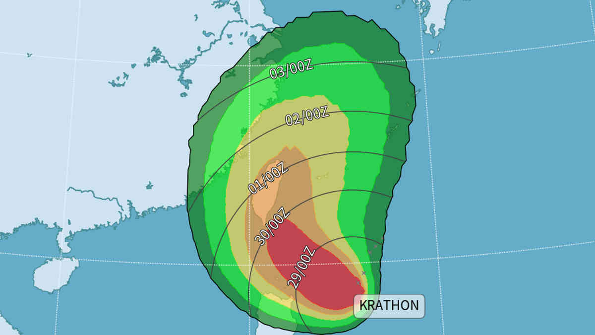 Tropical Storm Krathon expected to strengthen into a typhoon before reaching Taiwan Monday