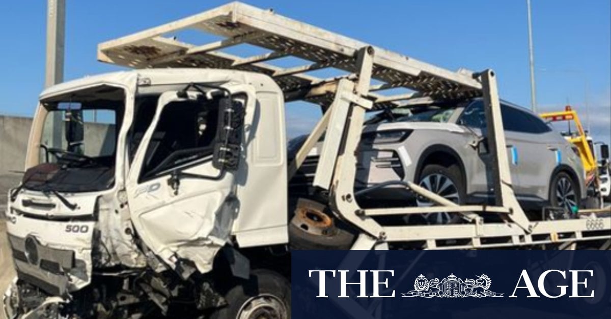 Two crashes in an hour, as car falls off back of truck, and five others pile-up