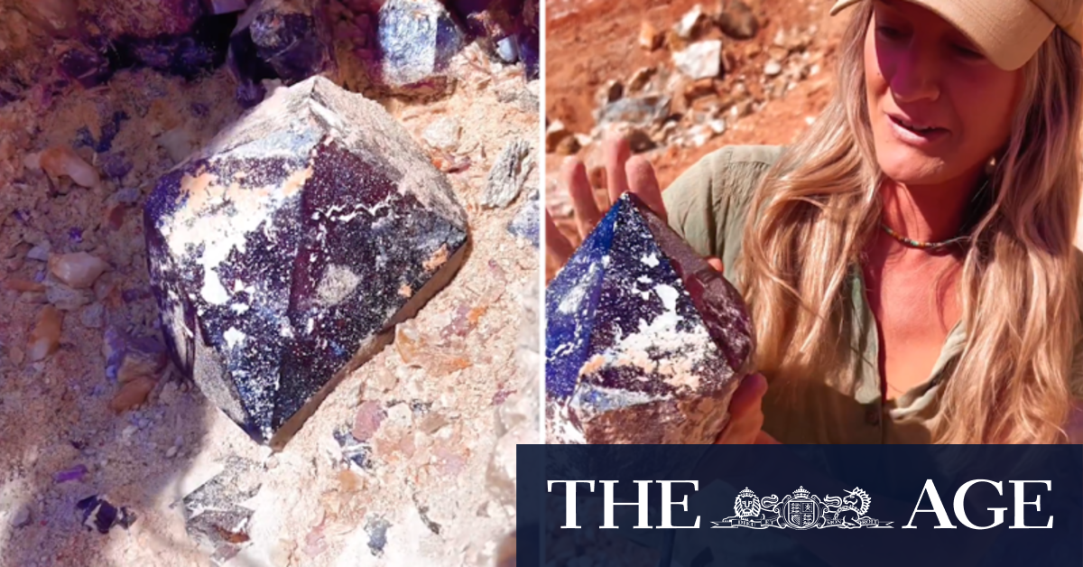 Woman unearths 4kg amethyst crystal at mine site in Western Australia