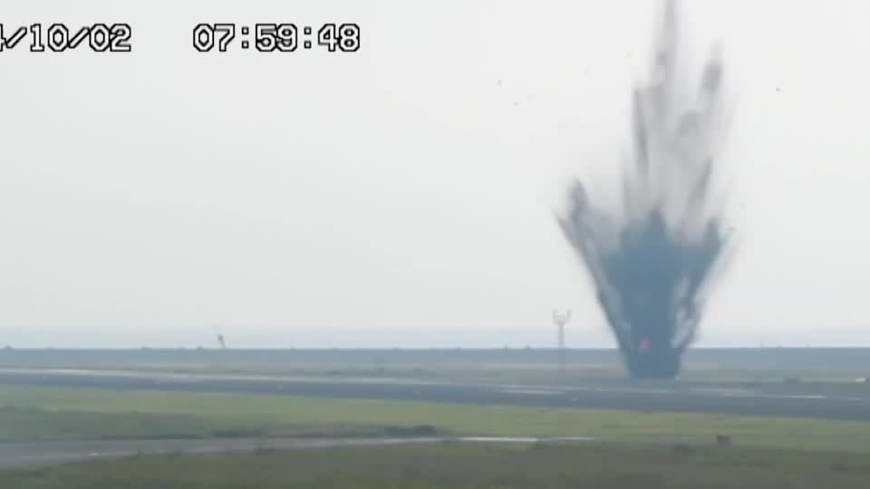 World War Two bomb explodes near Japan airport runway