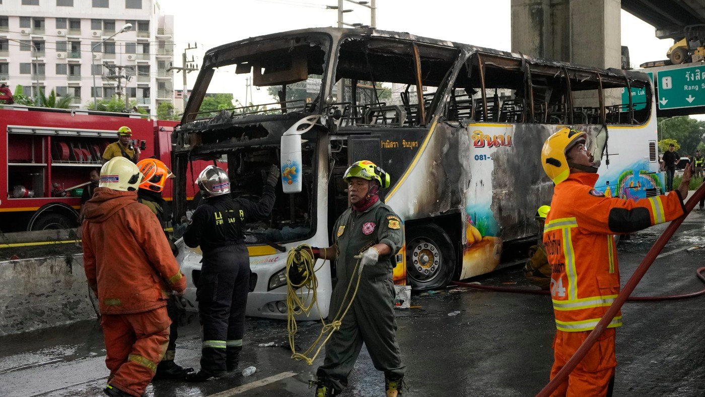 More than 20 students and teachers are feared dead in Thailand school trip bus fire