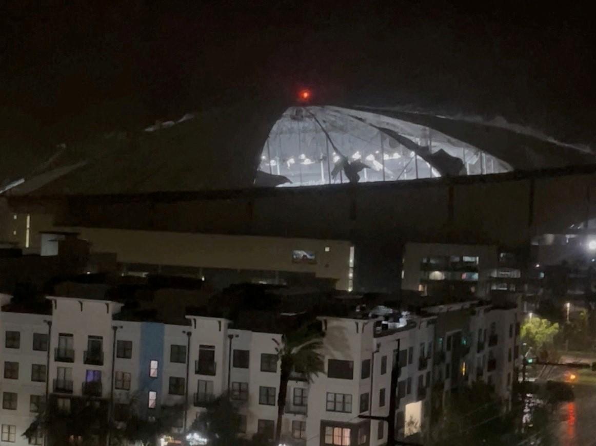 Hurricane Milton rips off roof of Tropicana Field in St. Petersburg