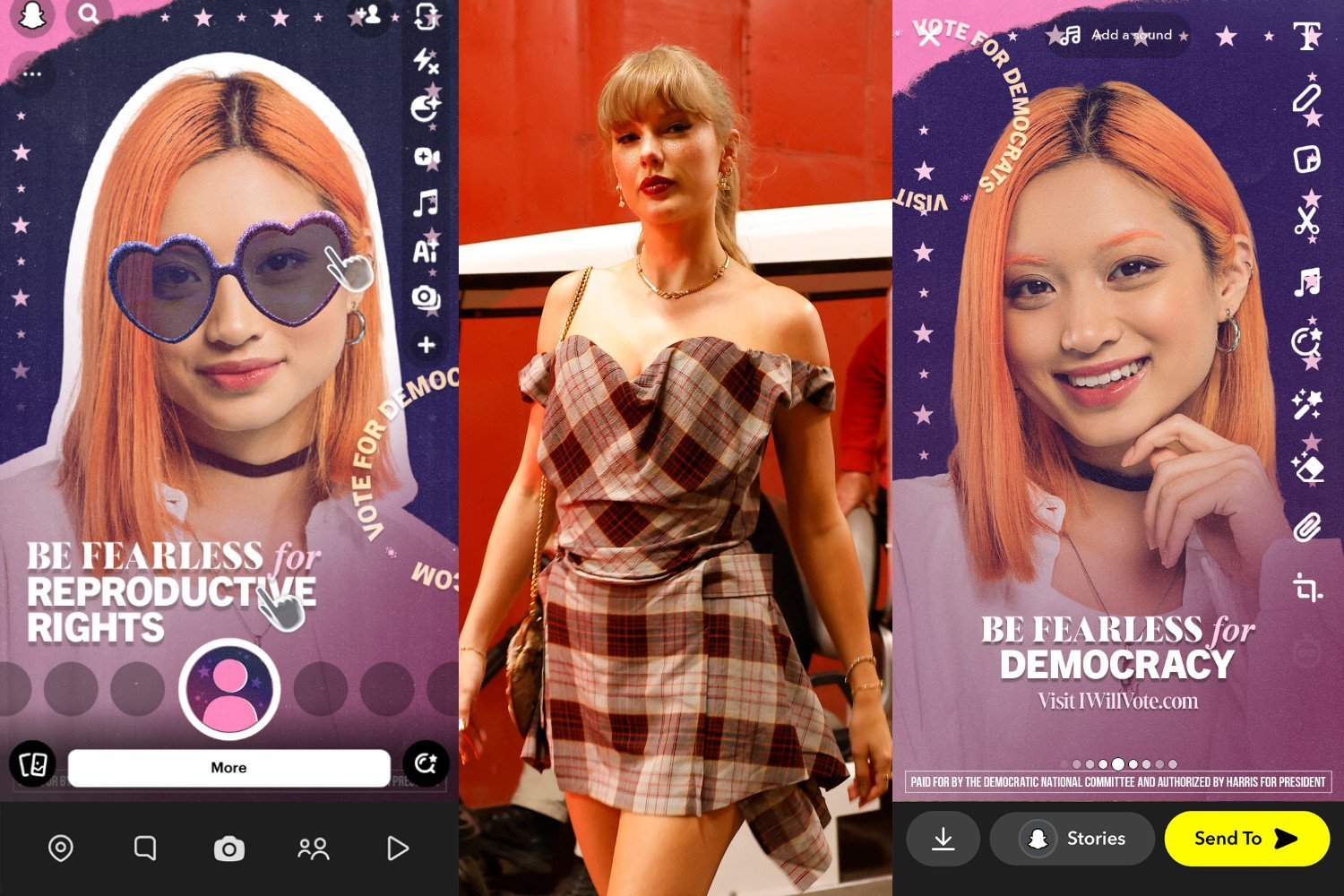 Dems Launch Taylor Swift Snapchat Filter to Target Young Voters for Kamala Harris