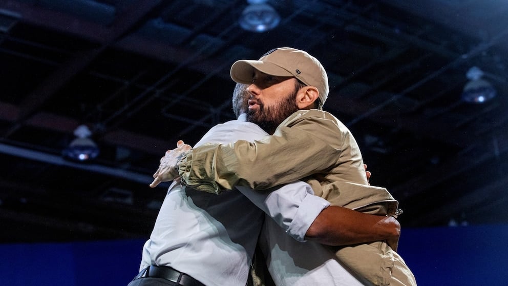 WATCH: Eminem introduces Obama at campaign rally in Detroit