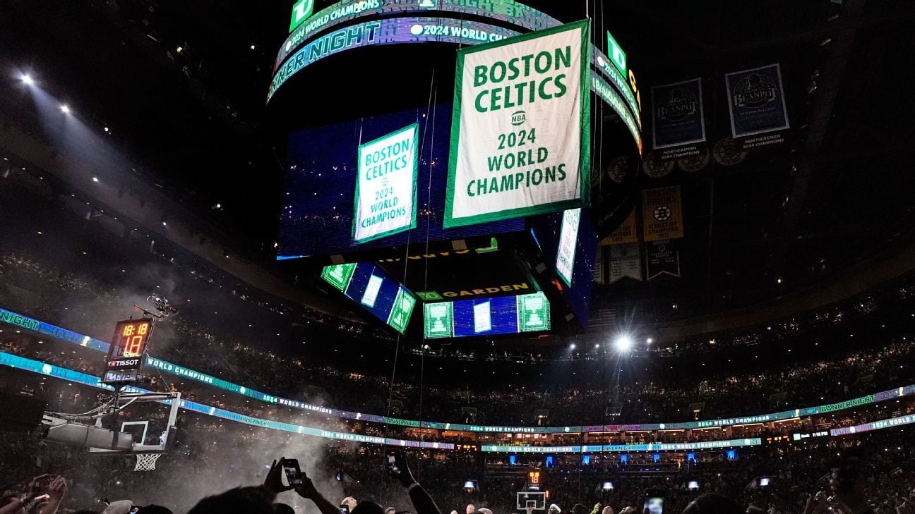 Celtics raise banner No. 18, say 'let's do it again'