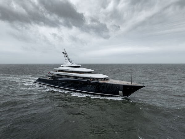 119 metre hydrogen fuel-cell yacht Feadship 821 on sea trials