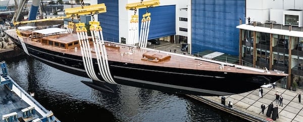 65 metre sailing yacht Aquarius launched at Royal Huisman