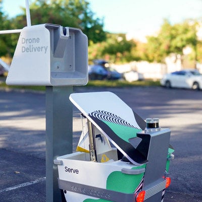 Combining Robots with Drones for Food Delivery