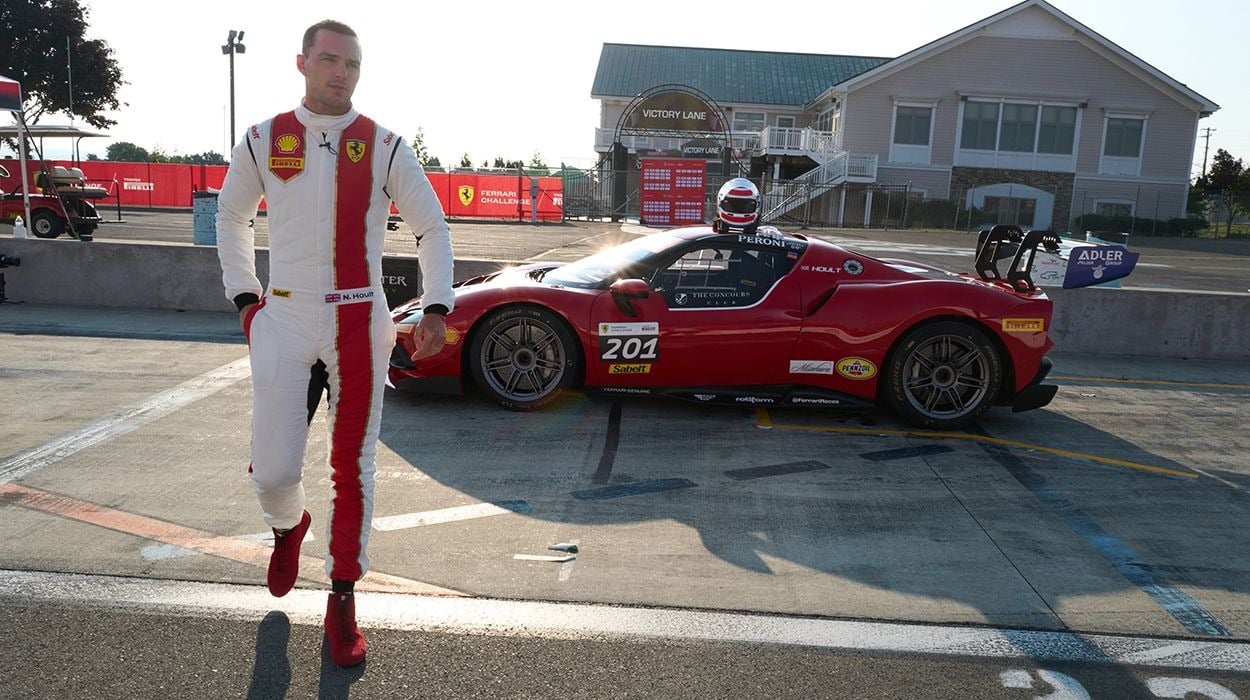 Actor Nicholas Hoult Celebrates Ferrari Challenge Victory At Watkins Glen