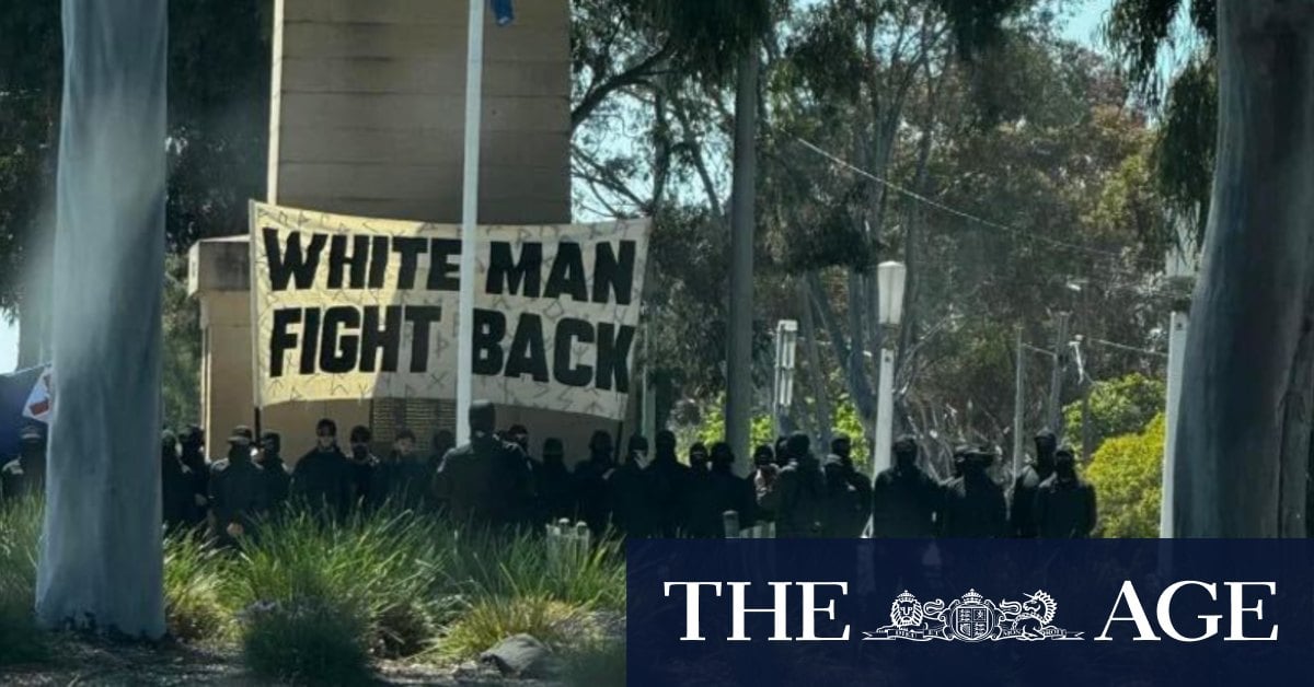 Border town stunned as alleged white supremacists march through city centre