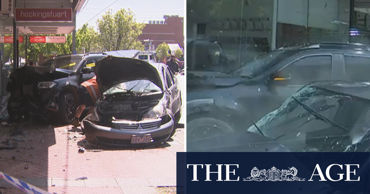 CCTV footage shows moment vehicle ploughs into parked cars