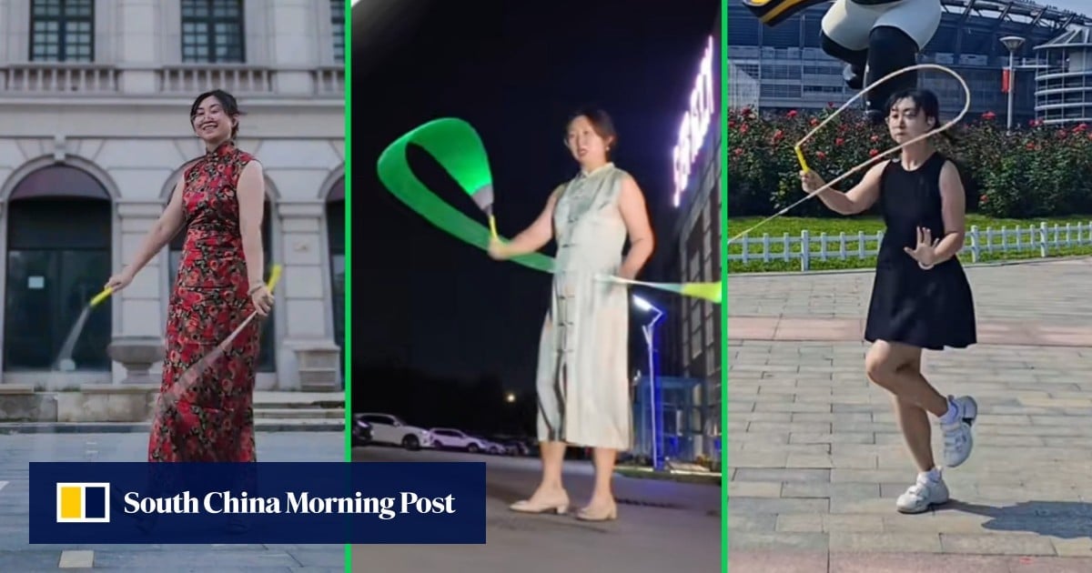 China mother, once jumping rope with son, masters freestyle stunts for health, happiness