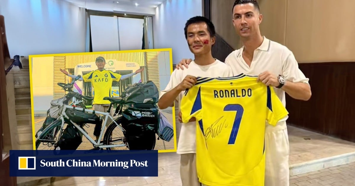 Devoted China Cristiano Ronaldo football fan takes 13,000km bicycle ride to meet idol