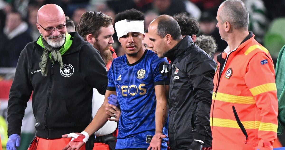  Europa League star covered up on the pitch after sickening head injury