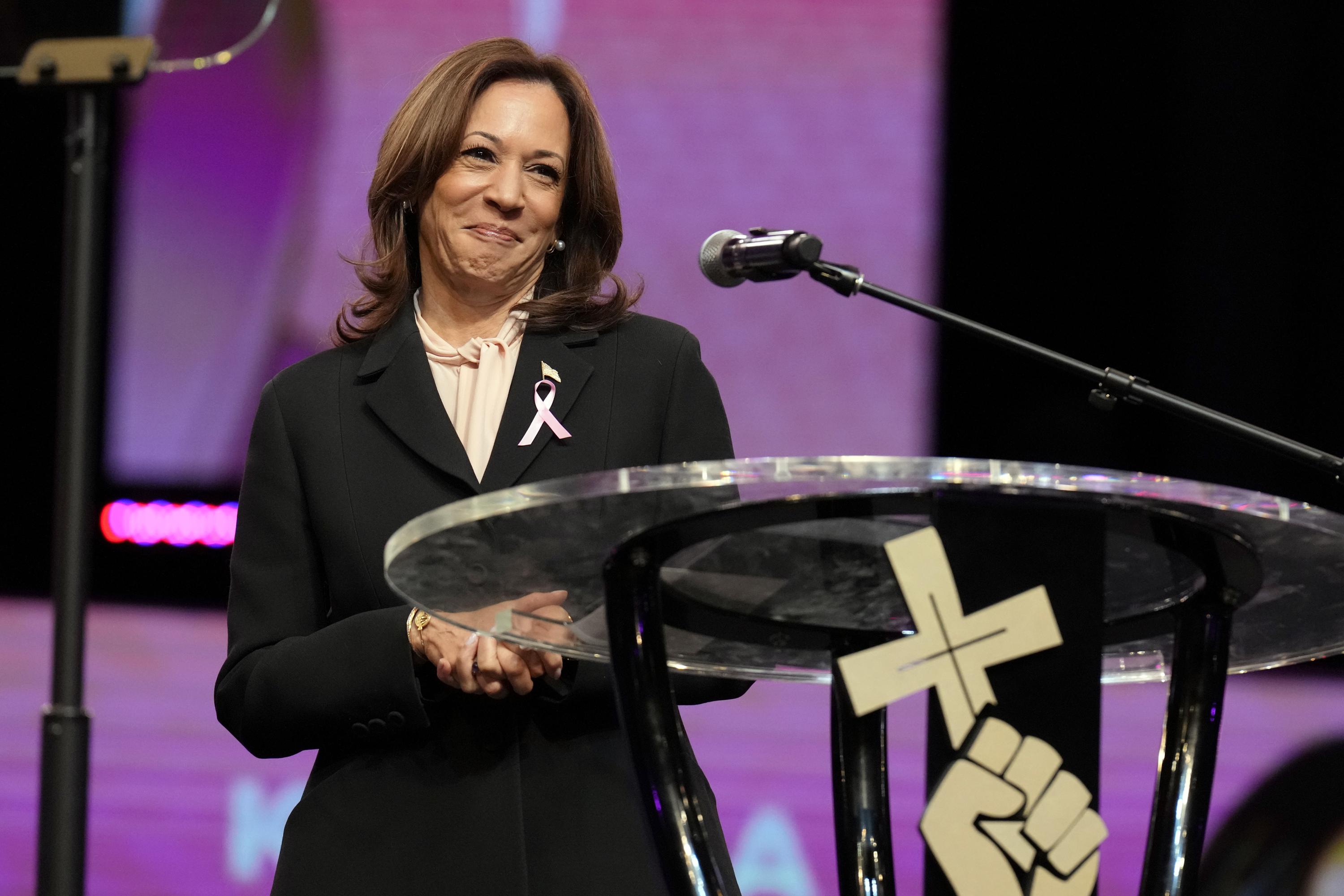 Harris tells Black churchgoers that people must show compassion and respect in their lives