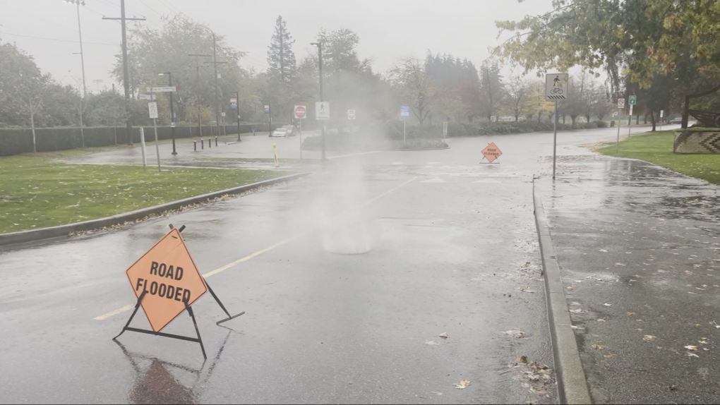 Heavy rain leads to flooding, road closures in Metro Vancouver