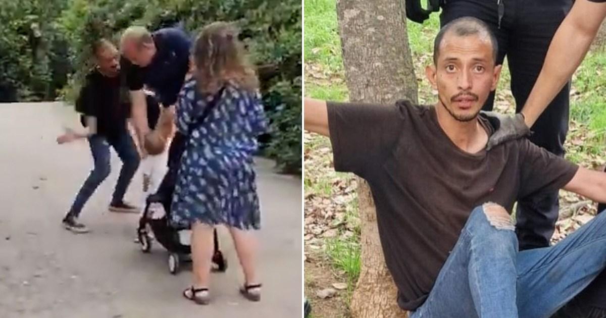 Horrific moment man slaps one-year-old baby across face during Barcelona rampage