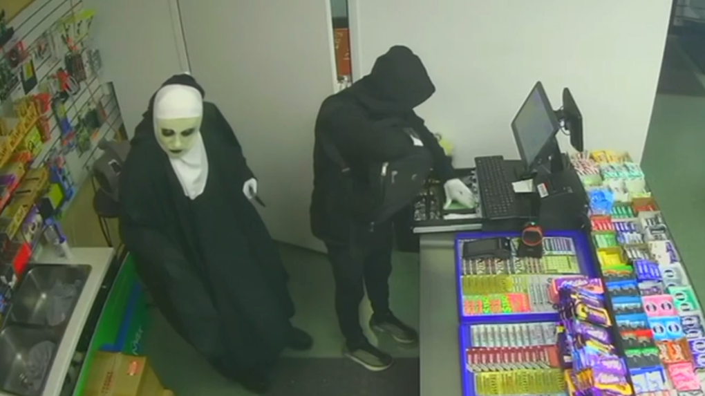 'It was scary': Costumed robbery caught on camera in Guelph, Ont. 