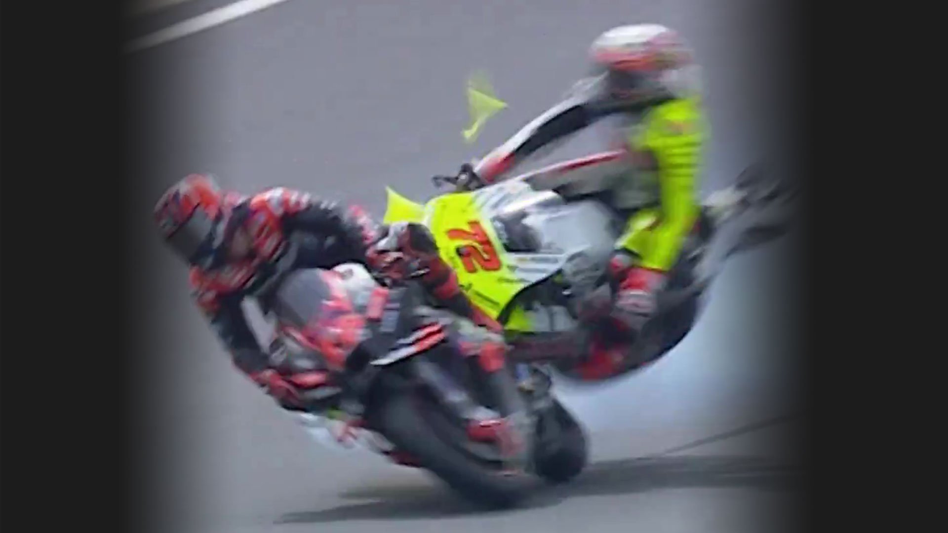 MotoGP star rushed to hospital by air ambulance after terrifying crash with rival as 120mph collision is investigated