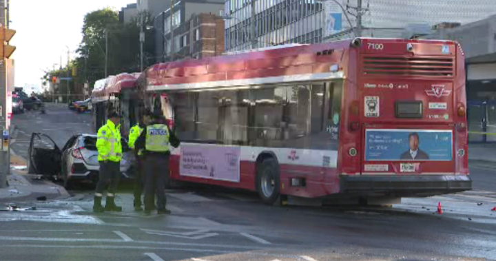 Multiple injuries after stolen vehicle crashes into two TTC buses: police