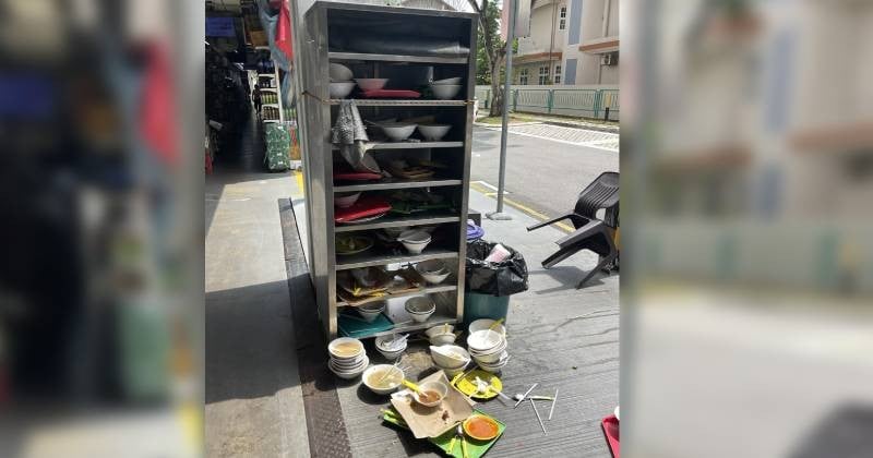 Netizen bemoans dirty dishes strewn on floor at coffee shop collection point, residents defend cleaner