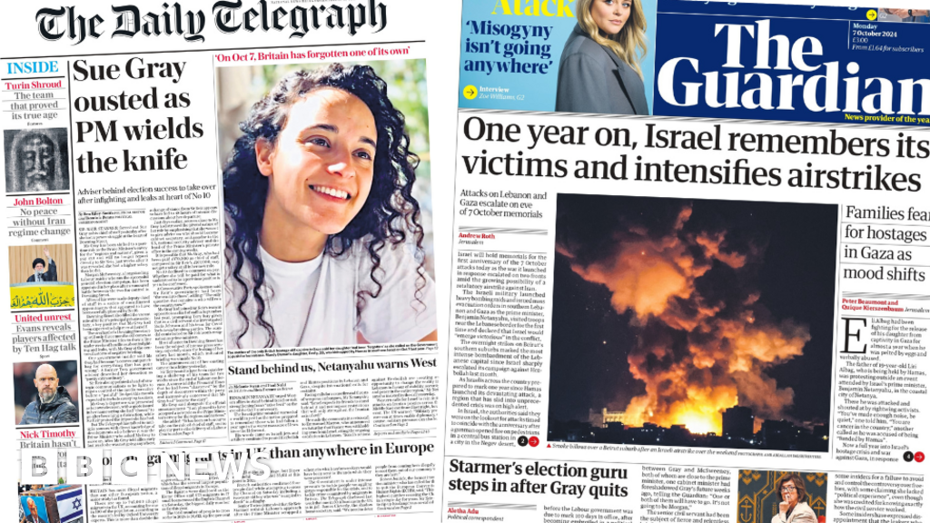 Newspaper headlines: 'Gray ousted' and 'Israel remembers'