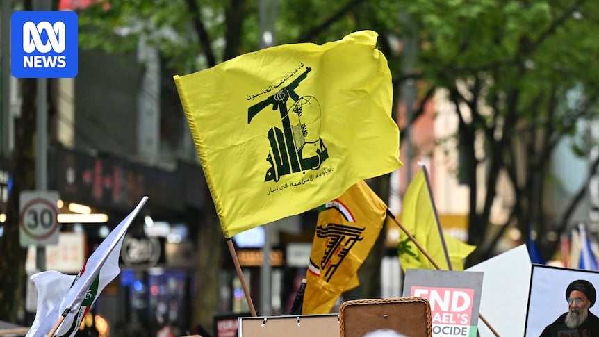 Police urged to lay charges after Hezbollah flag appears at Gaza ceasefire rally in Melbourne