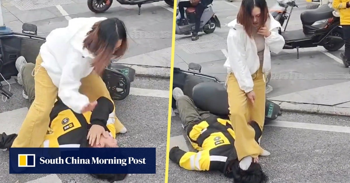 Public outrage as China delivery man beaten by drunk woman for giving road safety advice