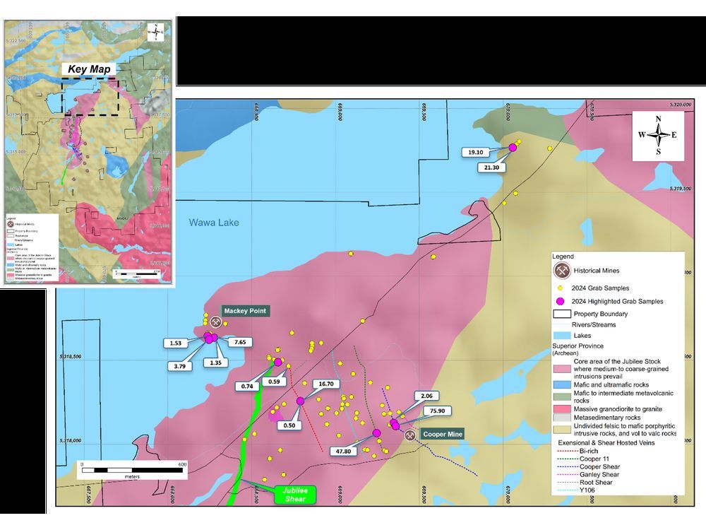 Red Pine discovers additional high-grade veins on surface north of the Jubilee Deposit, Wawa Gold Project