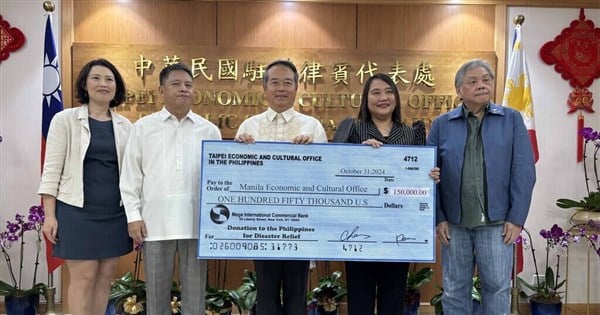 Taiwan donates US$150,000 to Philippines for storm relief