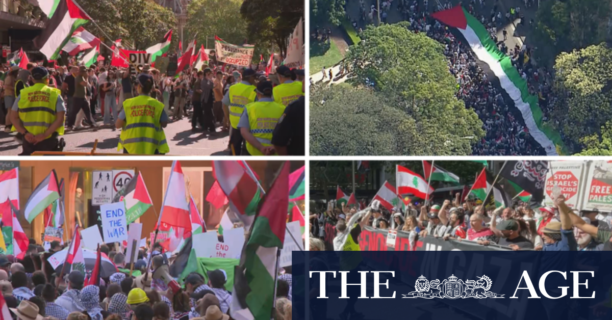 Thousands of pro-Palestinian demonstrators march through Sydney