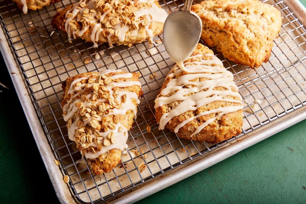 Toasted oats add flavor and crunch to hearty maple scones