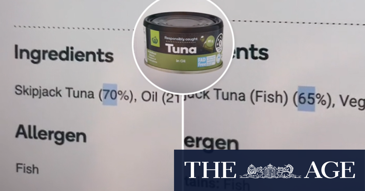 Tuna in Woolworths cans shrinks by 5 per cent