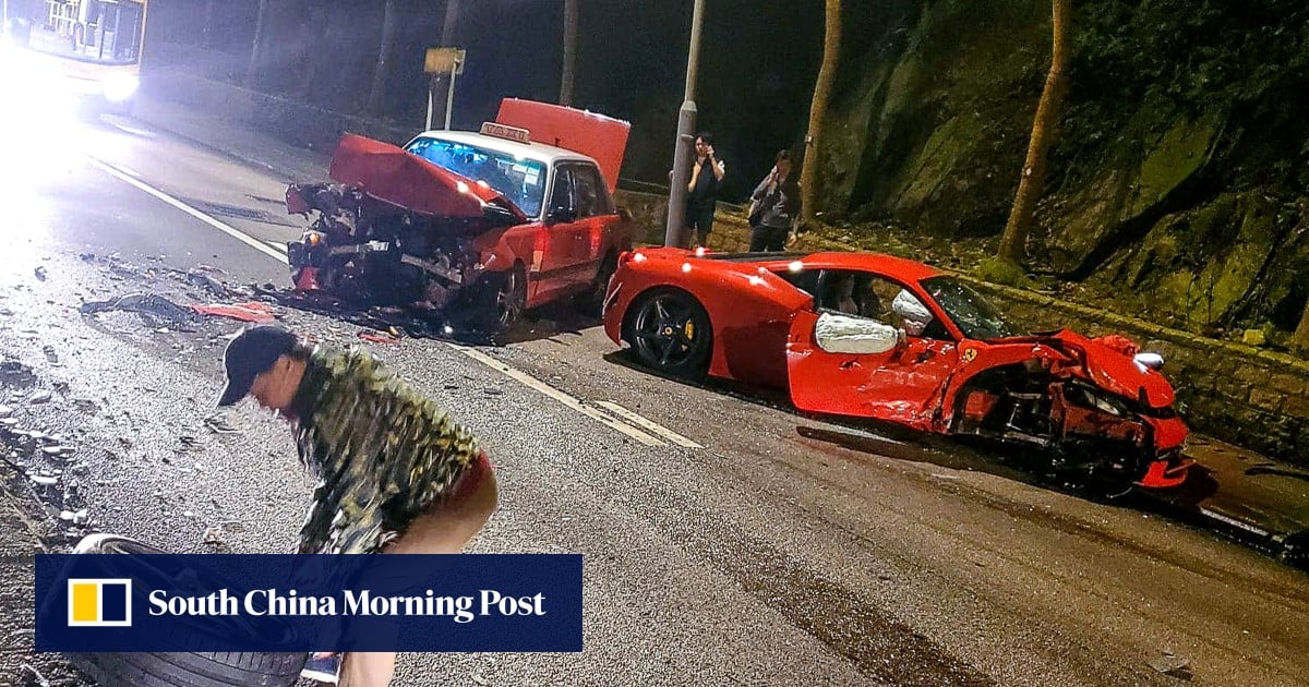 3 injured in major collision between Ferrari and taxi in Hong Kong