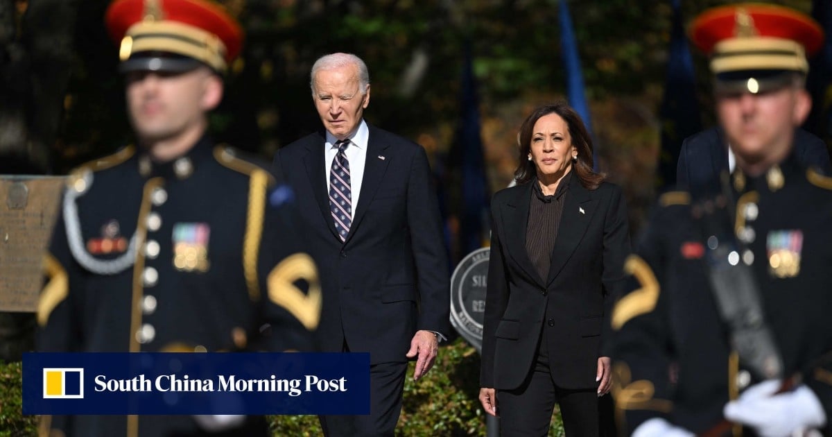 Biden and Harris appear together for the first time since she lost US election to Trump