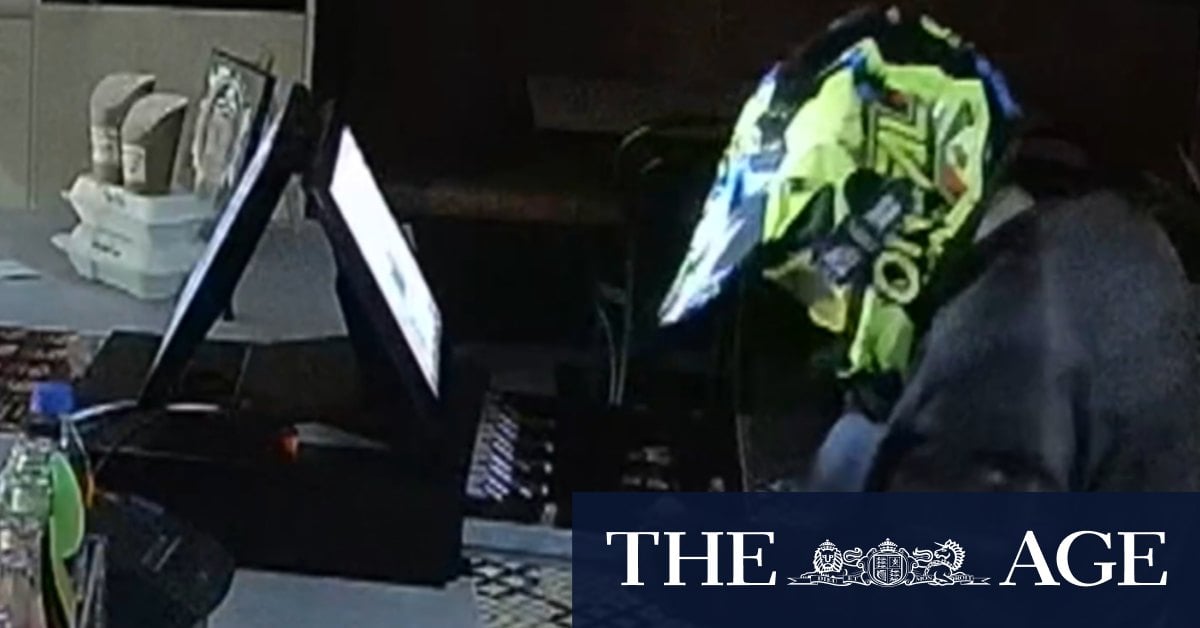 Bikie bandits caught on CCTV breaking into charity shop