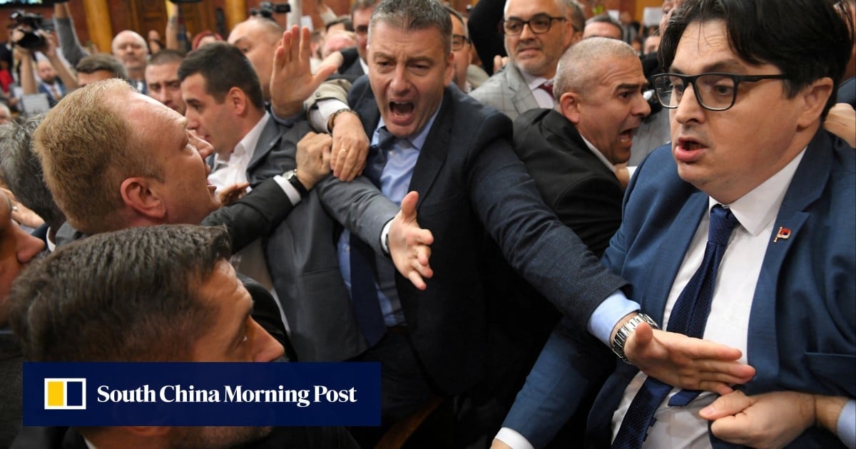 Brawl erupts in Serbian parliament over railway station roof collapse