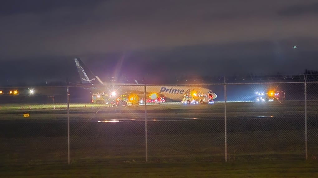 Cargo plane goes off the runway at Vancouver International Airport 